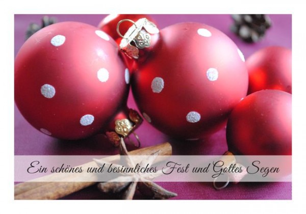 Christliche Weihnachtskarte "Christbaumkugeln"