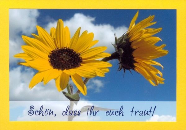 Glückwünsche zur Hochzeit "Sonnenblumenpaar2" KLAPPKARTE & KUVERT