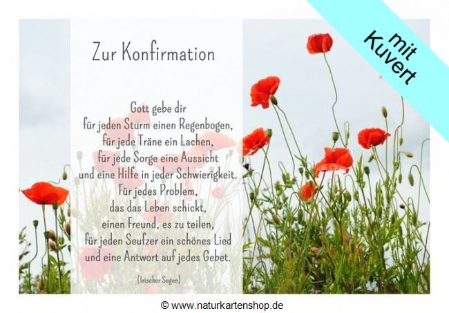Konfirmationskarten Segensspruch Klappkarte Kuvert Naturzauber Grusskartenshop